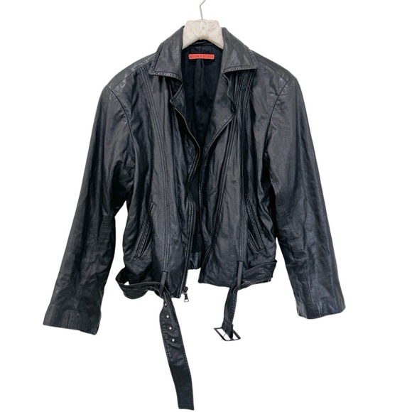 Alice & Olivia Black genuine Leather Jacket - Picture 2 of 13